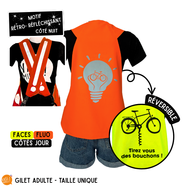 Gilet fluo réversible - Ampoule & Tirez vous des bouchons