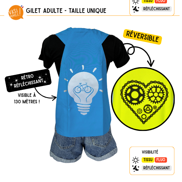 Gilet fluo réversible - Ampoule & Coeur