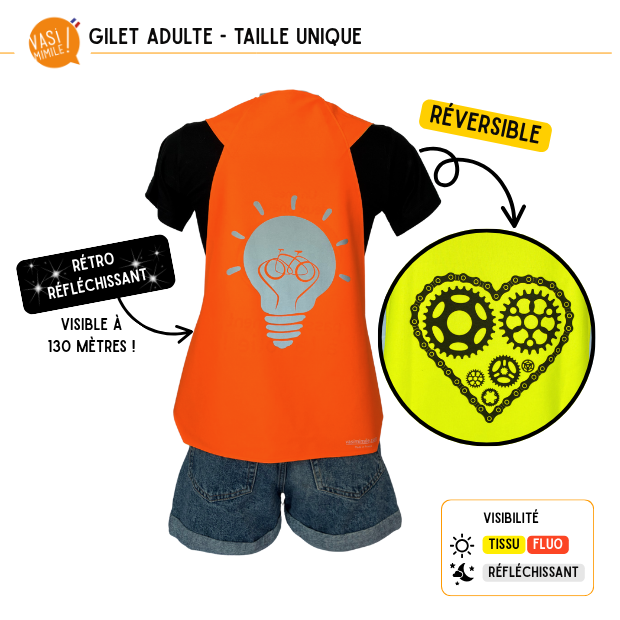Gilet fluo réversible - Ampoule & Coeur