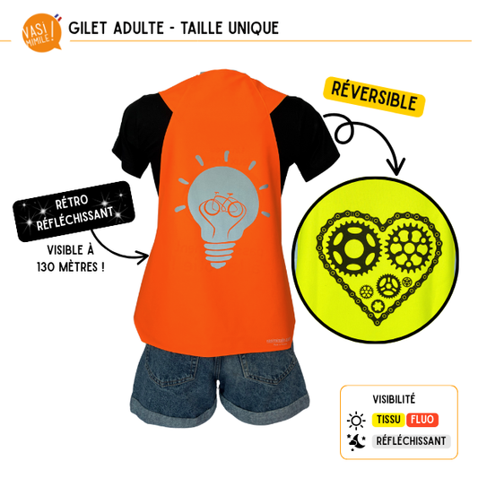 Gilet fluo réversible - Ampoule & Coeur