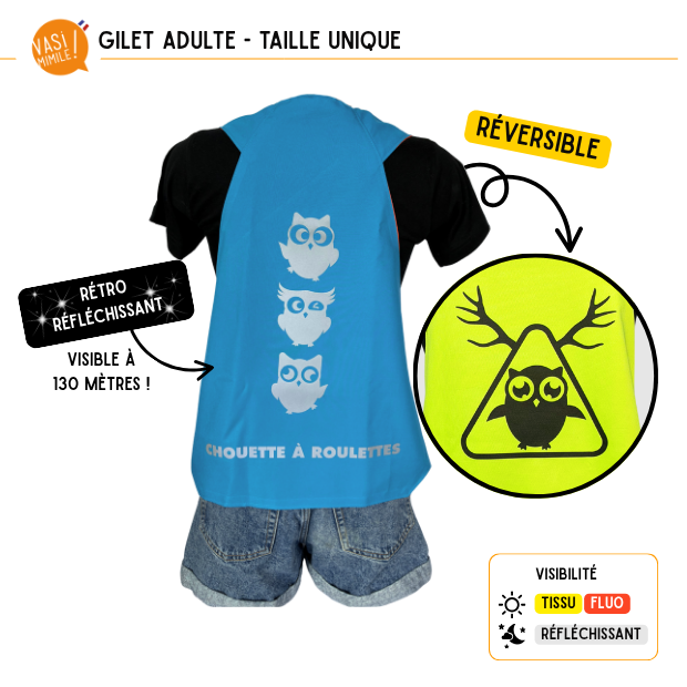 Gilet fluo réversible - Chouette à roulettes