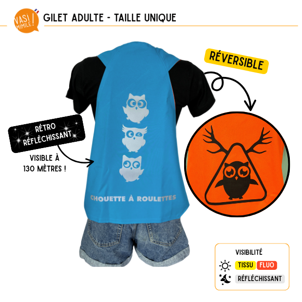 Gilet fluo réversible - Chouette à roulettes