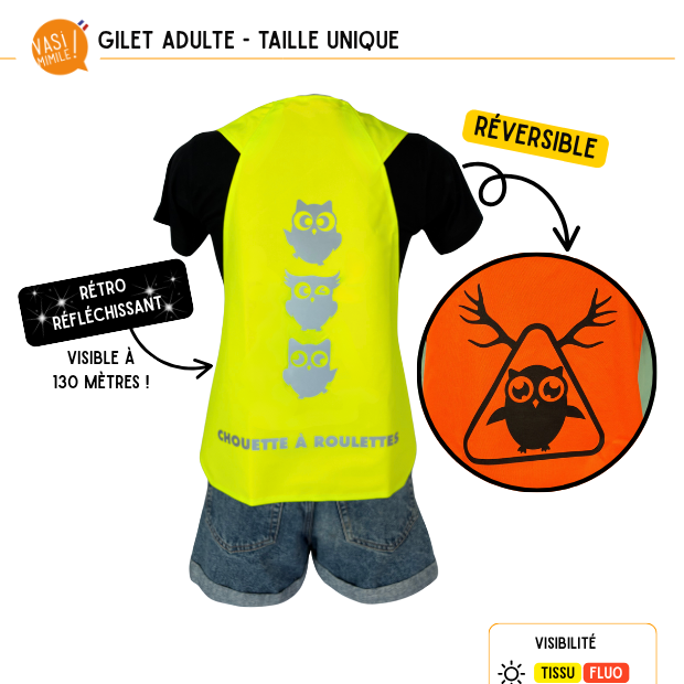 Gilet fluo réversible - Chouette à roulettes