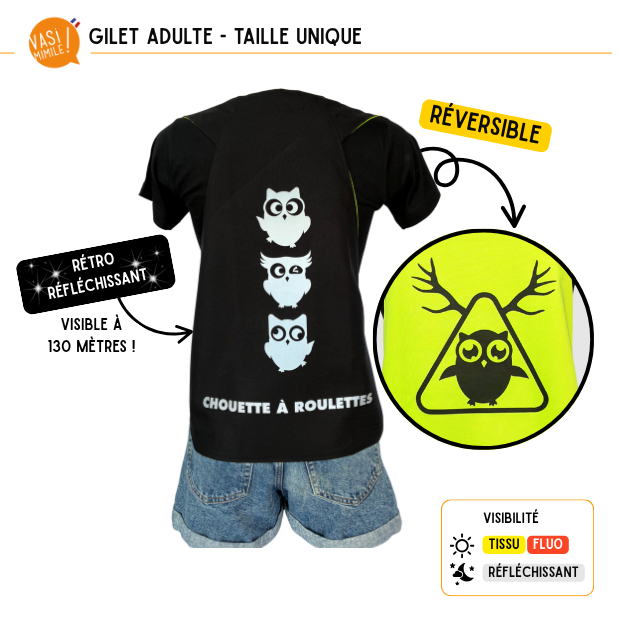 Gilet fluo réversible - Chouette à roulettes