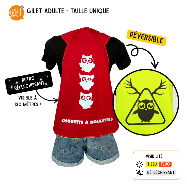 Gilet fluo réversible - Chouette à roulettes