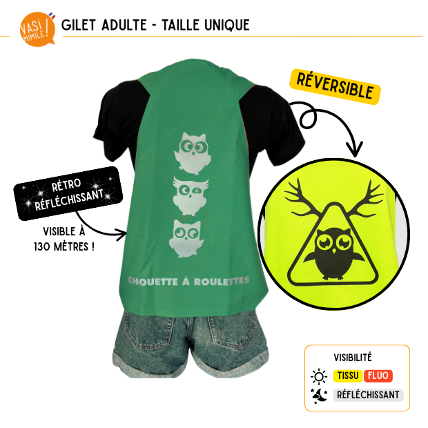 Gilet fluo réversible - Chouette à roulettes