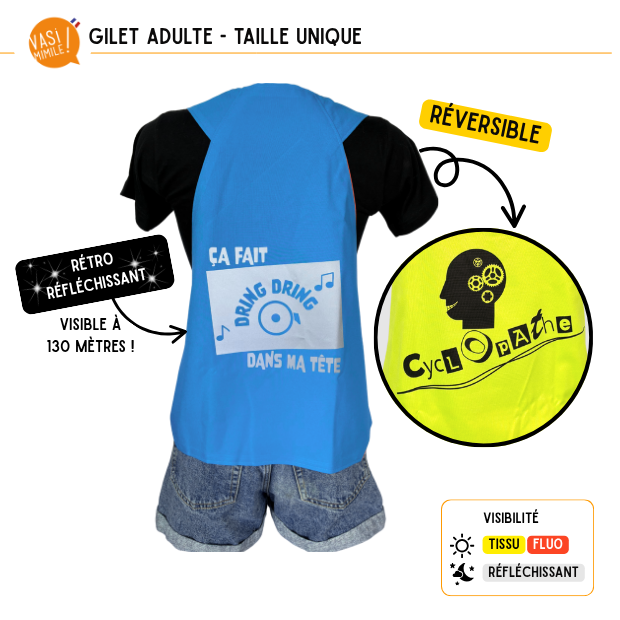 Gilet fluo réversible - Dring Cyclopathe