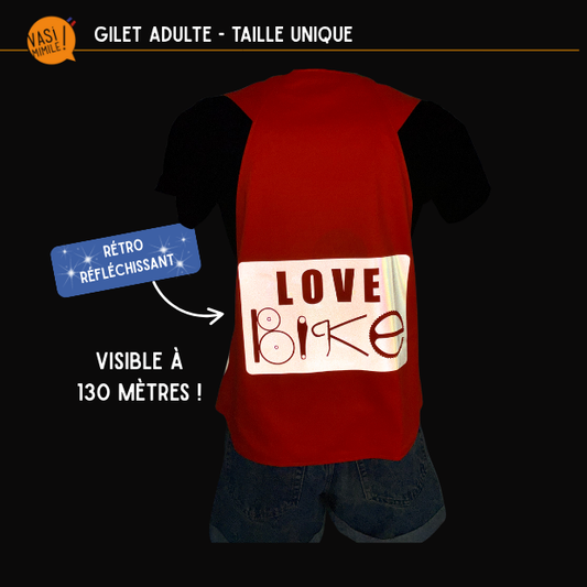 Gilet fluo réversible - Love Bike & 2 Pneus