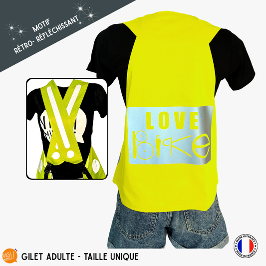 Gilet adulte fluo réfléchissant - Love Bike