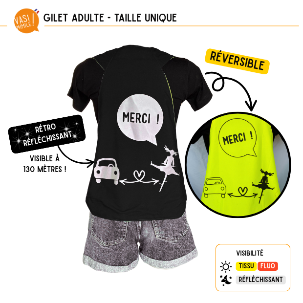 Gilet fluo réversible - Merci !