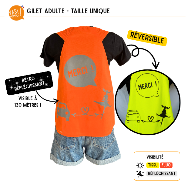 Gilet fluo réversible - Merci !