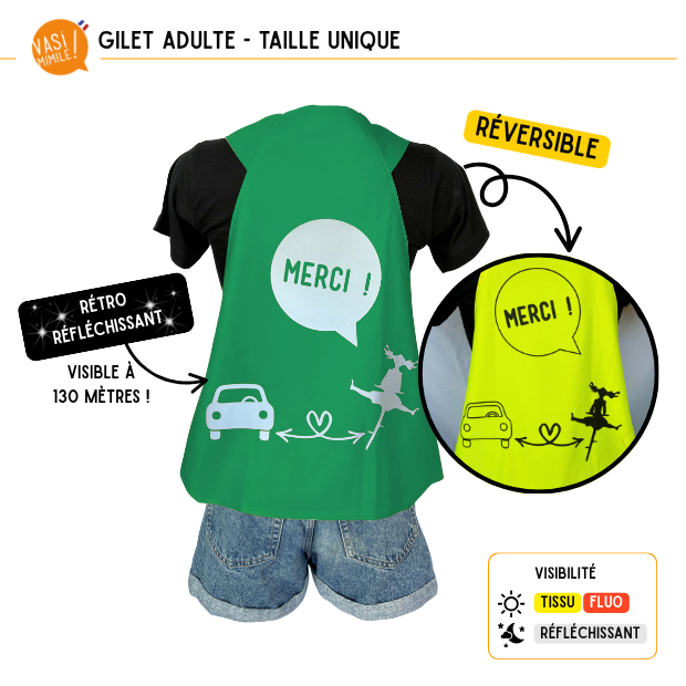 Gilet fluo réversible - Merci !