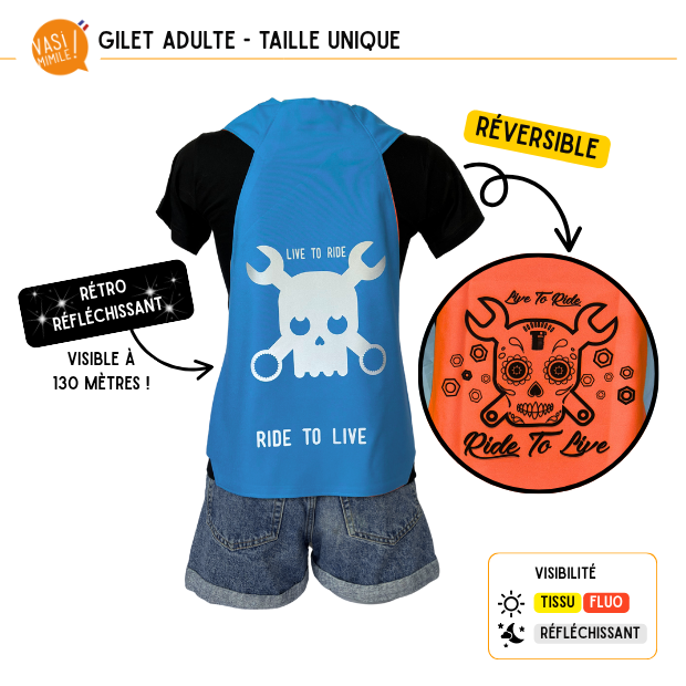 Gilet fluo réversible - Live to ride & Ride to live