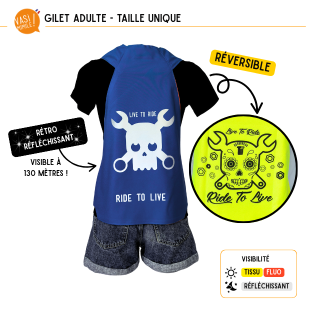 Gilet fluo réversible - Live to ride & Ride to live