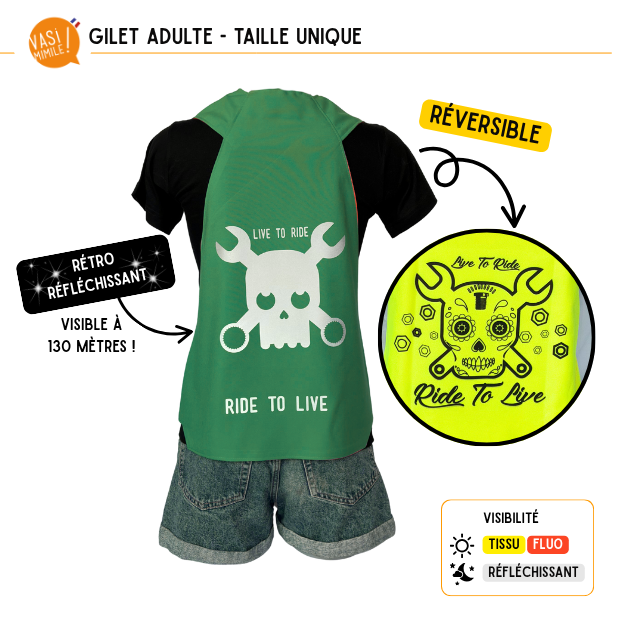 Gilet fluo réversible - Live to ride & Ride to live