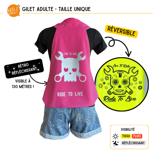 Gilet fluo réversible - Live to ride & Ride to live