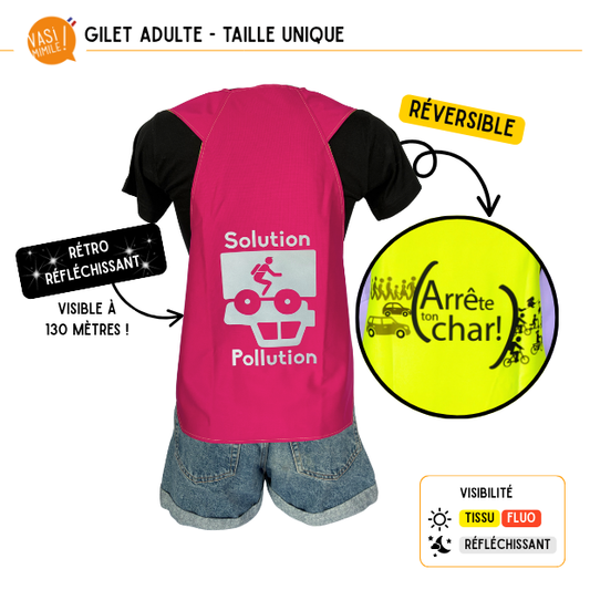 Gilet fluo réversible - Solution Pollution & Arrête ton char