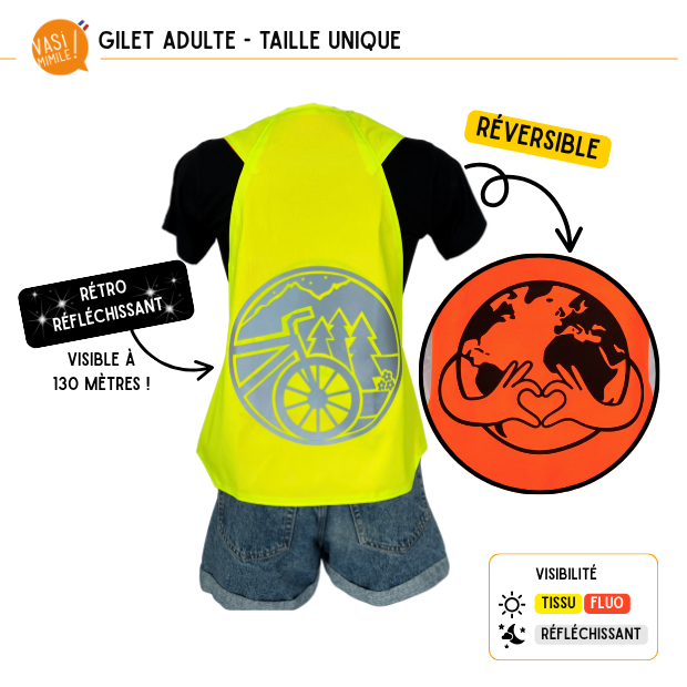 Gilet fluo réversible - Travel Love earth