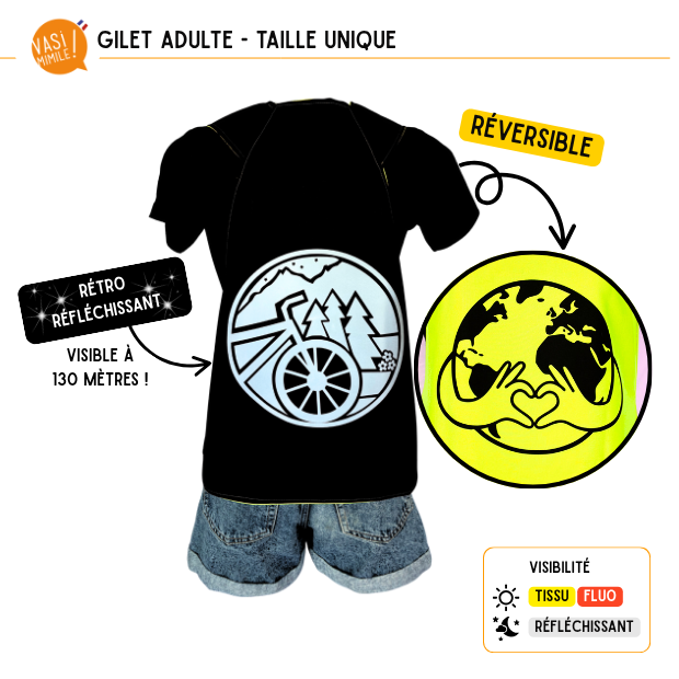 Gilet fluo réversible - Travel Love earth