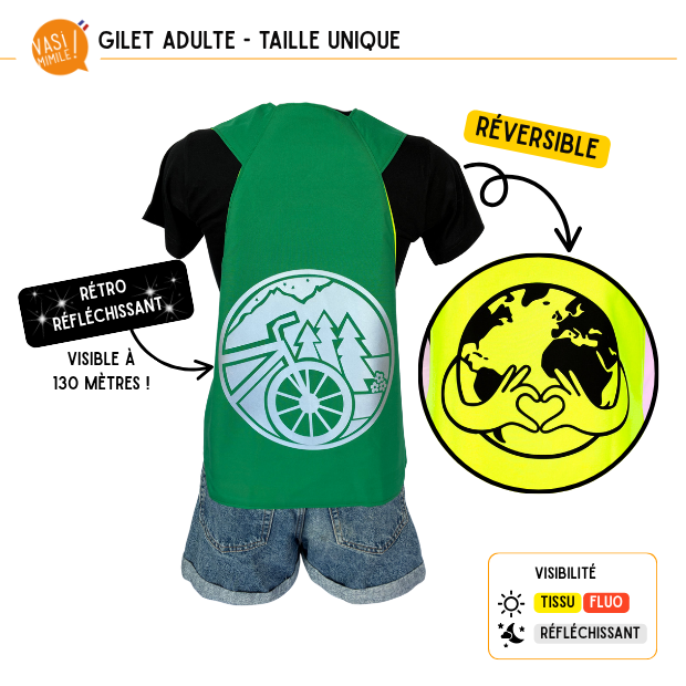 Gilet fluo réversible - Travel Love earth