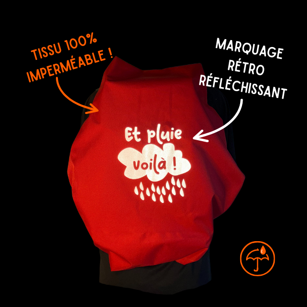 Couvre-sac imperméable - Et pluie voilà (rouge)