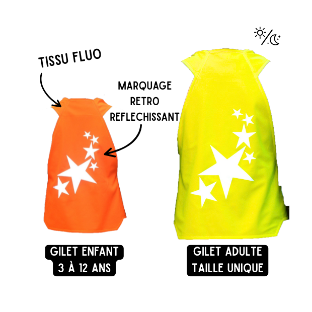 Pack étoiles - 1 gilet adulte et 1 gilet enfant