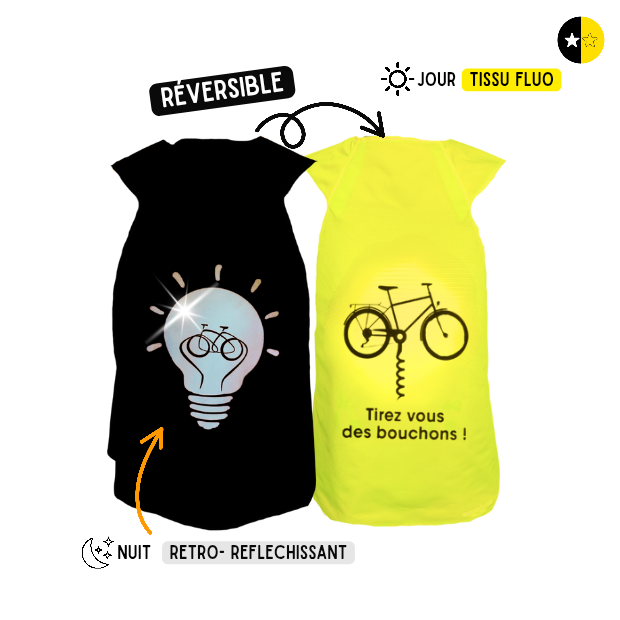 Gilet fluo réversible - Ampoule & Tirez-vous des bouchons