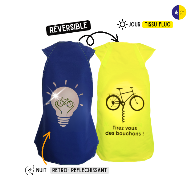 Gilet fluo réversible - Ampoule & Tirez-vous des bouchons