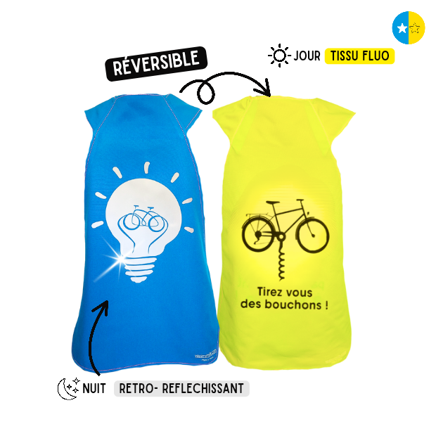 Gilet fluo réversible - Ampoule & Tirez-vous des bouchons