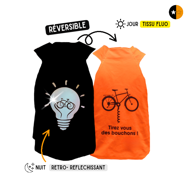 Gilet fluo réversible - Ampoule & Tirez-vous des bouchons