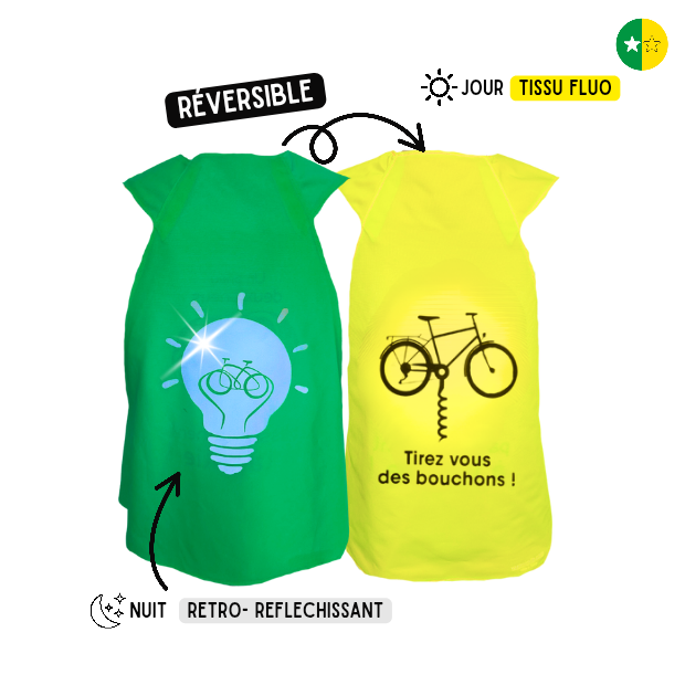 Gilet fluo réversible - Ampoule & Tirez-vous des bouchons