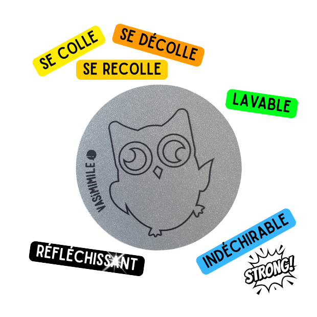 Sticker réfléchissant repositionnable et indéchirable - Chouette Lili