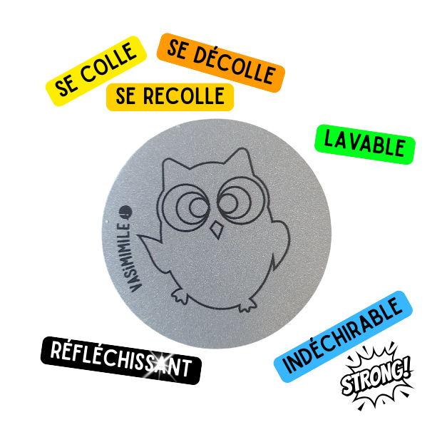 Sticker réfléchissant repositionnable et indéchirable - Chouette Lulu