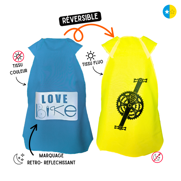 Gilet fluo Reversible - Love Bike & Pédalier