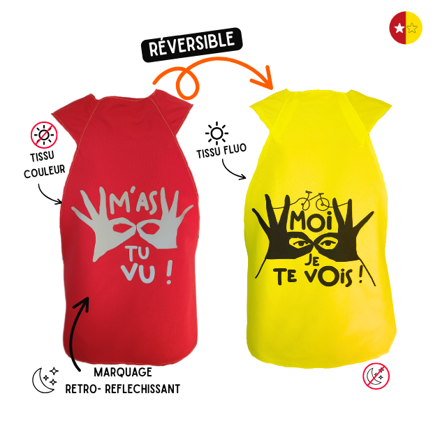 Gilet fluo réversible - M'as-tu vu ?! Je te vois