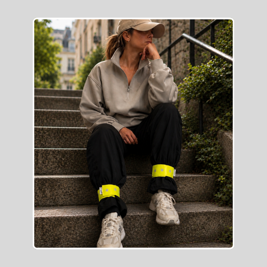 Duo serre-pantalon - Jaune - Choisis ton motif réfléchissant