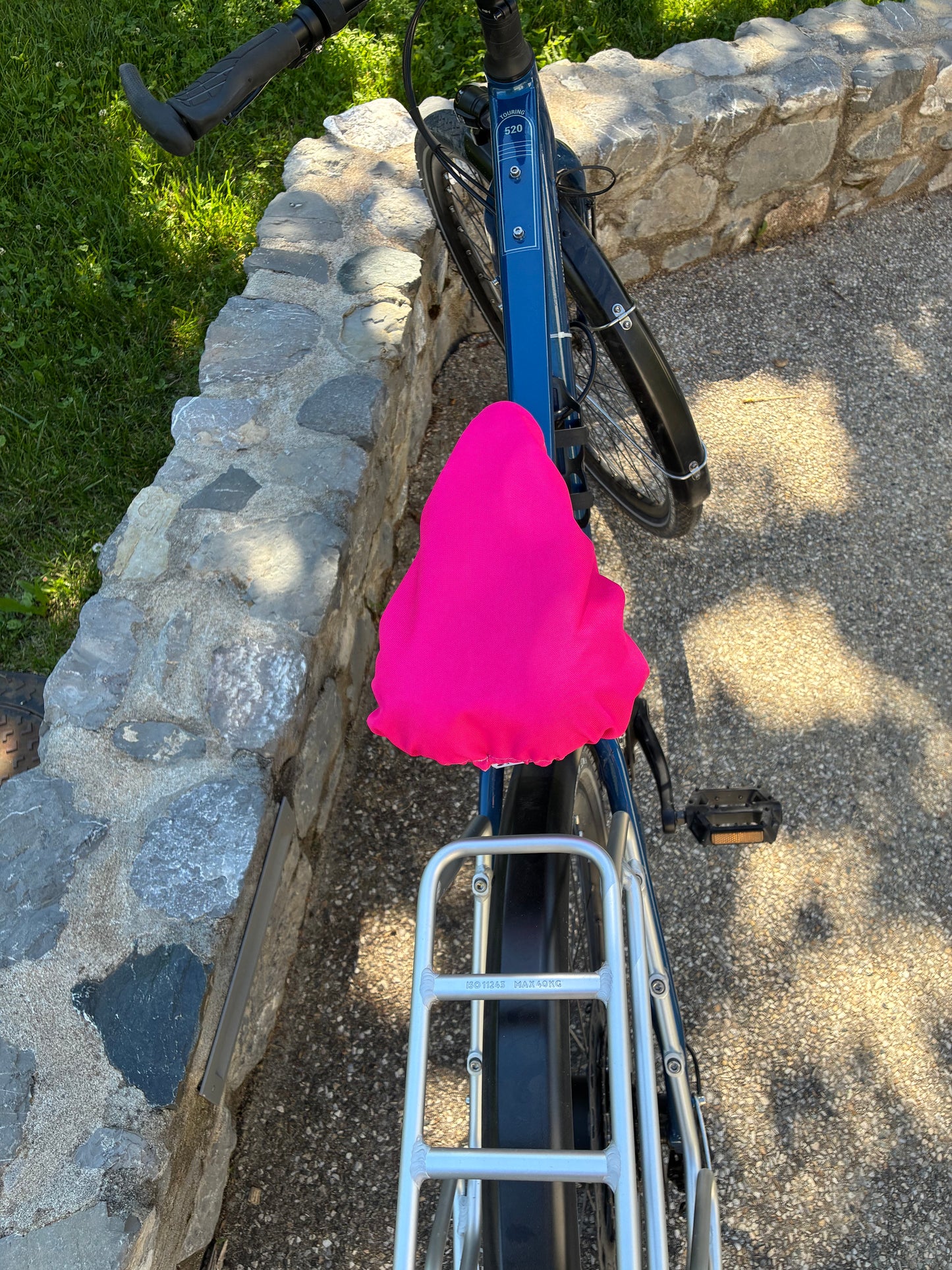 Couvre selle imperméable réversible - Rose et jaune fluo