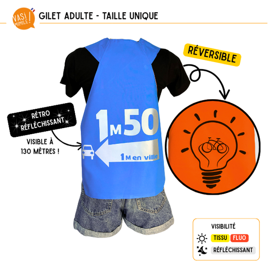 Gilet fluo réversible - 1m50 & Ampoule Bleu