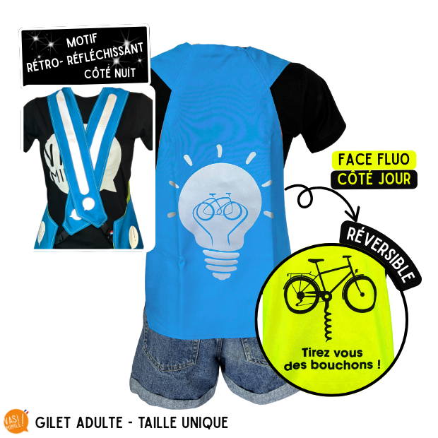 Gilet fluo réversible - Ampoule & Tirez-vous des bouchons