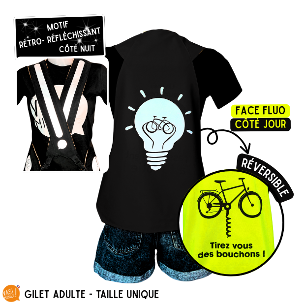 Gilet fluo réversible - Ampoule & Tirez-vous des bouchons