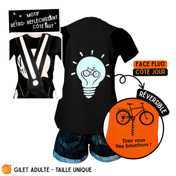 Gilet fluo réversible - Ampoule & Tirez-vous des bouchons