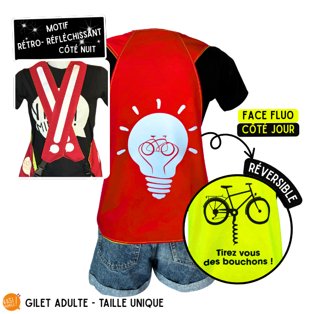 Gilet fluo réversible - Ampoule & Tirez-vous des bouchons