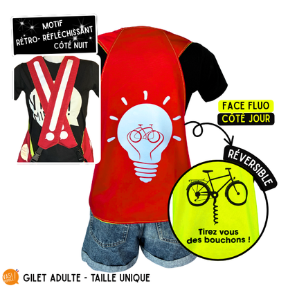 Gilet fluo réversible - Ampoule & Tirez-vous des bouchons