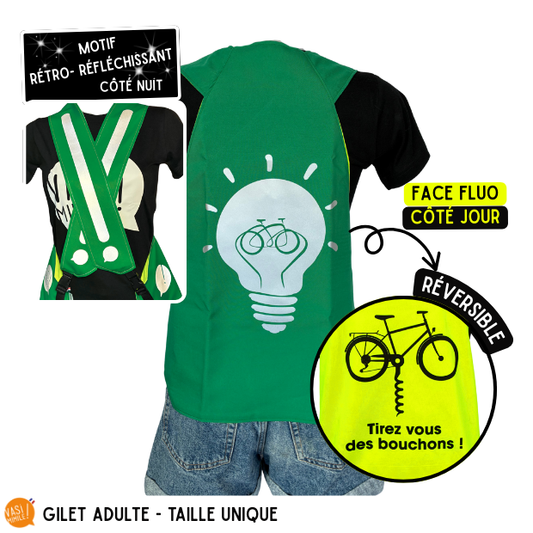 Gilet fluo réversible - Ampoule & Tirez vous des bouchons