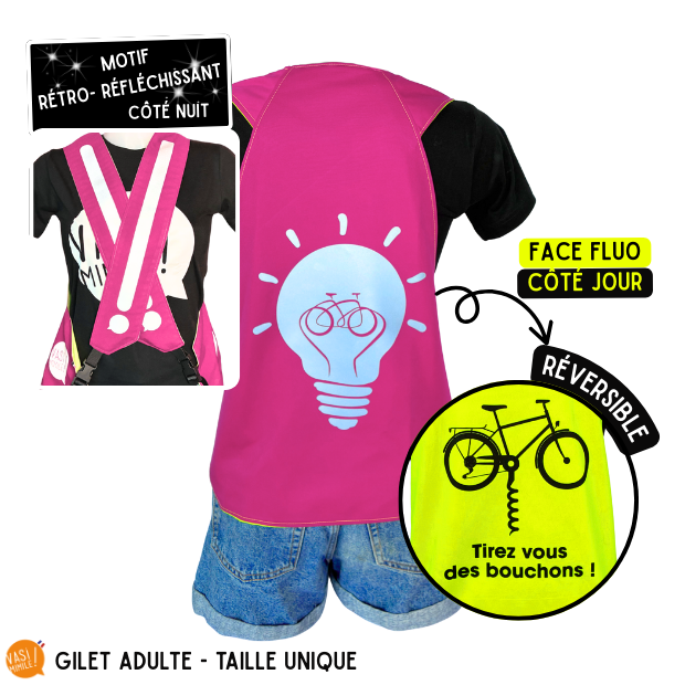 Gilet fluo réversible - Ampoule & Tirez-vous des bouchons
