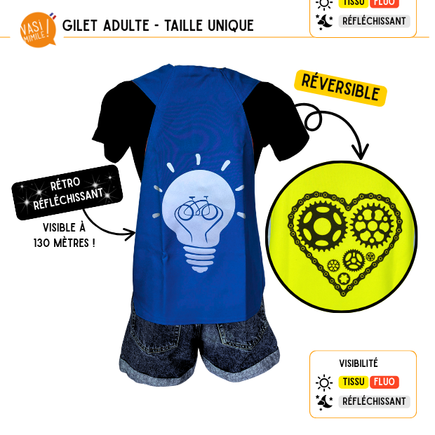 Gilet fluo réversible - Ampoule & Coeur