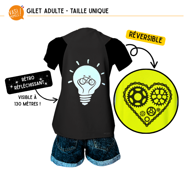 Gilet fluo réversible - Ampoule & Coeur