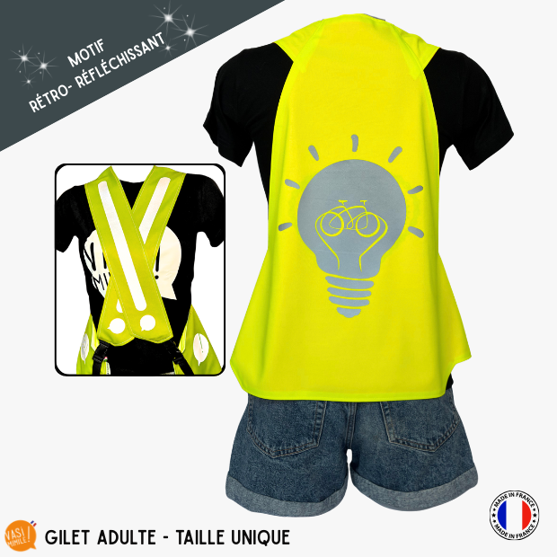 Gilet adulte fluo réfléchissant - Ampoule