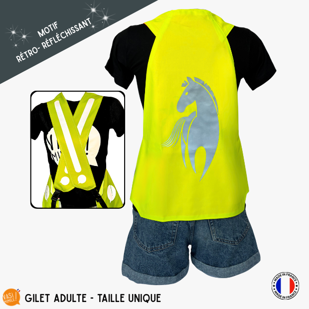 Gilet adulte fluo réfléchissant - Cheval