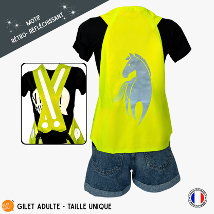 Gilet adulte fluo réfléchissant - Cheval